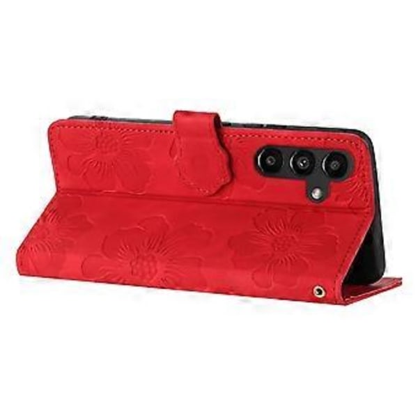 Til Samsung Galaxy S23 FE PU Læder Blomster Præget Telefon Cover Stødsikkert Stativ Wallet Cover Style B