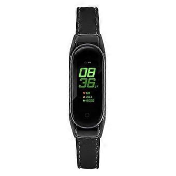 Til Xiaomi Smart Band 8 Ægte Læderrem med Sort Urkasse Style D