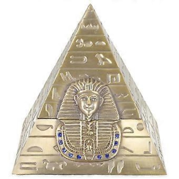 Forntida egyptisk pyramidformad smyckeskrin metallpyramiddekoration pyramidförvaringsbehållare