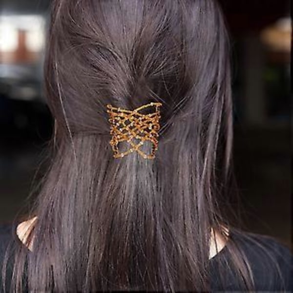 3 stk. Hårbørste Kvinder Dobbelte Clips Hårkam Krystalperler Hårkamme Hår Sidekamme Elastisk Perlekam