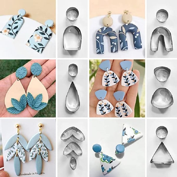 126 stk Polymer Clay Cutters Sæt til øreringe med ørering C