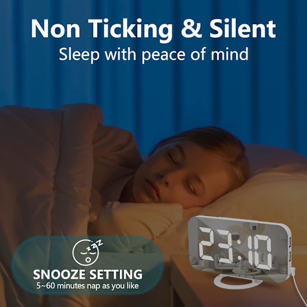 Stor Digital Ur, LED Elektrisk Vækkeur, Alarm, Snooze