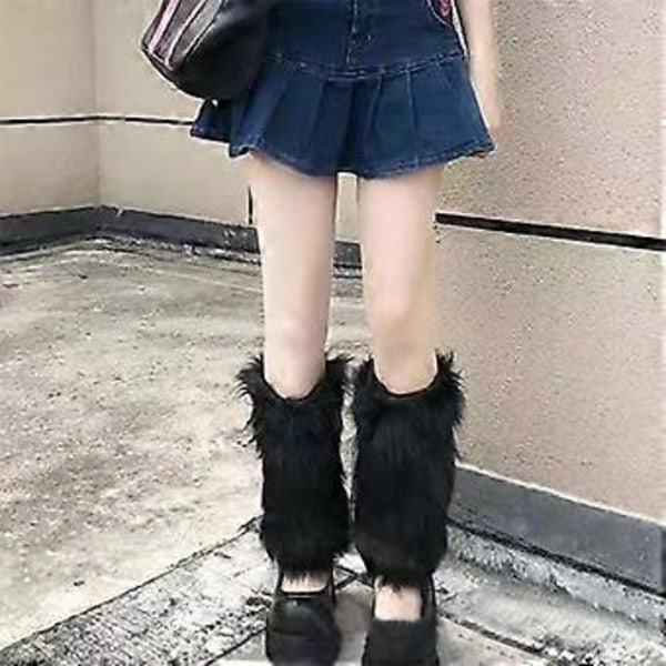 Harajuku Punk Fuzzy Leggvarmere for Kvinner Myke Tykke Plysj Støvelmansjetter Deksel for Vintermote og Kostymefester - Oransje Orange