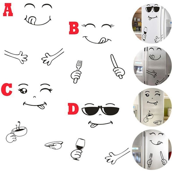 Køleskabs Stickers, 4 Ark Smile Køleskabs Sticker Aftagelig Køkken