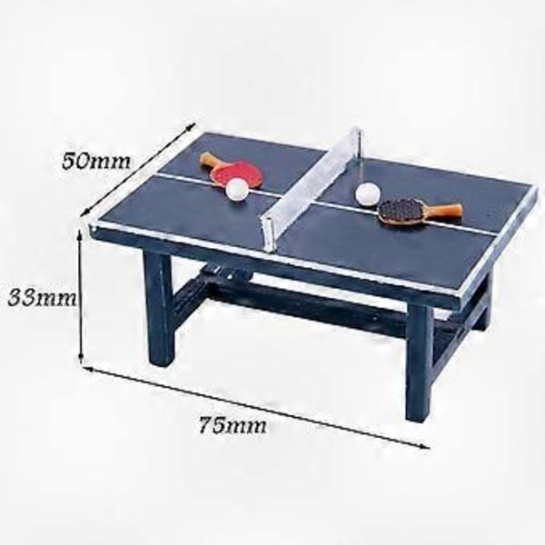 Kompakt Dekorativt Pingisbord och Bollset för 1/10 Skala