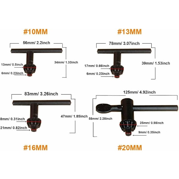 4 kpl:n vara-avaimen sarja, sähköinen vara-avain, 10mm/ 13mm/ 16mm/