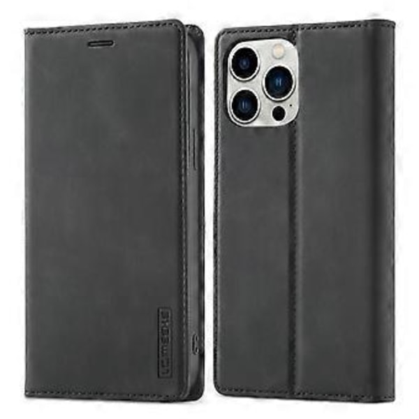 LC.IMEEKE Magnetiskt PU + TPU-fodral för iPhone 13 Pro Black