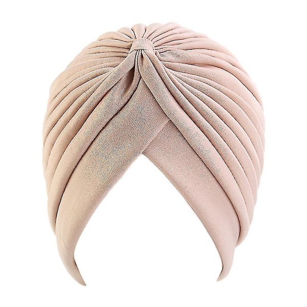 Kvinnlig muslimsk turban veckad mössa huvudomslag bandana chemo islamisk hatt huvudbonad.khaki.