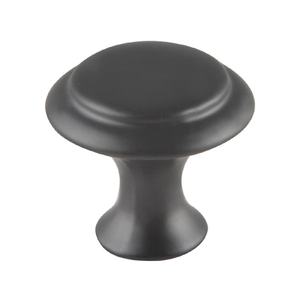 12 stk. 1 tomme i diameter, flade sorte kabinetsgreb Runde knapper med