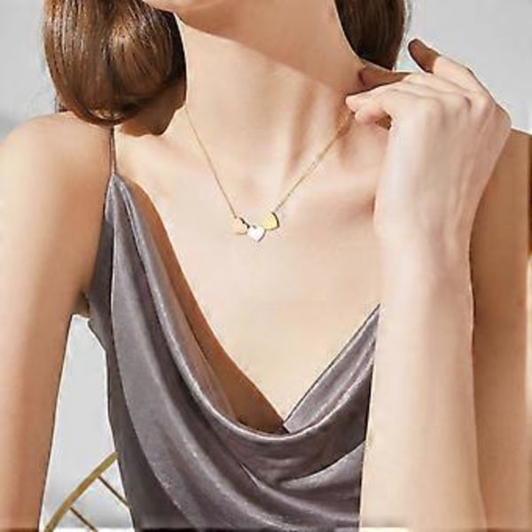 Rustfri Stål 3 Hjerter Choker Halskæde til Kvinder og Piger Minimalistiske Smykker Fødselsdags- eller Mors Dags Gave Sølv Silver