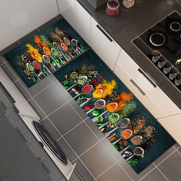 Køkken- og krydderimåtte - med skridsikker bagside - til hoveddør, entre, soveværelse, køkken - 40x60+40x120cm