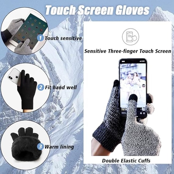 Winter Touchscreen Gloves for Men Women Warm Lining Elastic Cuff