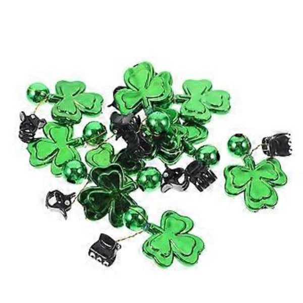 10 ST Festival Klöver Mustaschklämmor St Patrick's Day Skägg Glänsande Hänge Klämma Skägg Ornament Ansiktshår Prydnader Tomteskägg Hårdekor