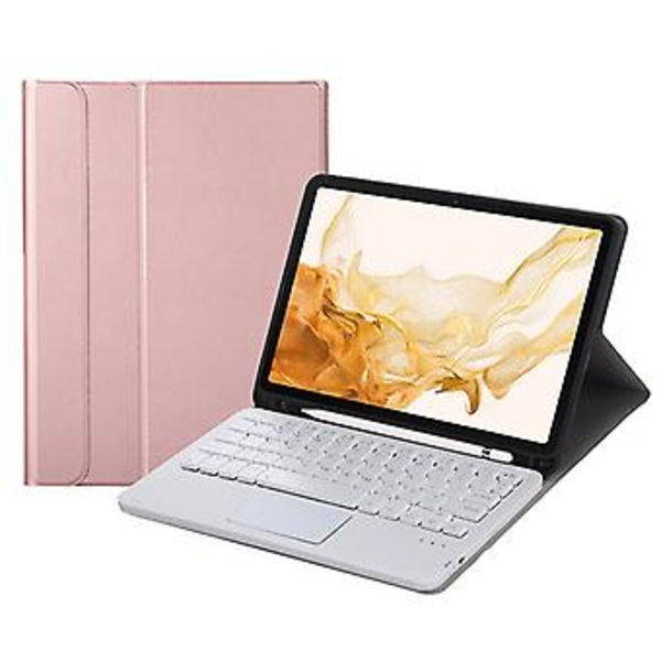 Tangentbord + Fodral För Samsung Galaxy Tab S8 11 tum SM-X700 Guld Golden rose