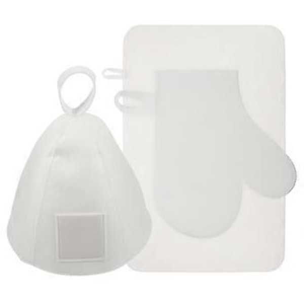 1 Set Filt Bastuhatt Handske Och Kudde Set Andningsbar Bastuhatt Badrum Bastutillbehör White