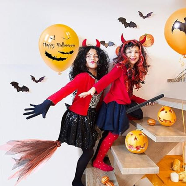 2 stycken, orange+grönt Halloween häxkvart, onda häxkläder