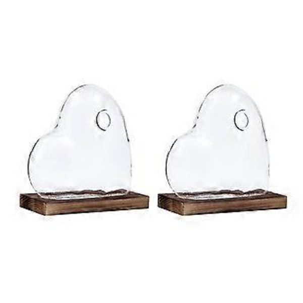 Hjärtmodell Glasvas Ornament Stabil Placering Minimalistisk Design Vas för Bordsdekoration & Heminredning 2 Set