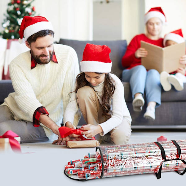 Julpappersorganiserare, Transparent (Svart), Rymmer 24 Rullar à 40