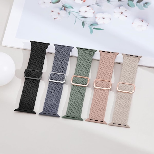 5-pack vävda band lämpliga för Apple Watch band dam 42mm, 44mm, 46mm, 49mm D