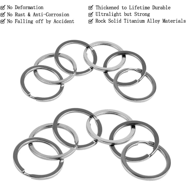 100 stk. nøkkelringringer, 25 mm og 28 mm nøkkelringringer i metall