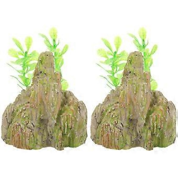 2 stk Akvarium Dekorasjoner Resin Ornamenter Fjellformasjon Akvarium Landskapsdekorasjonstilbehør