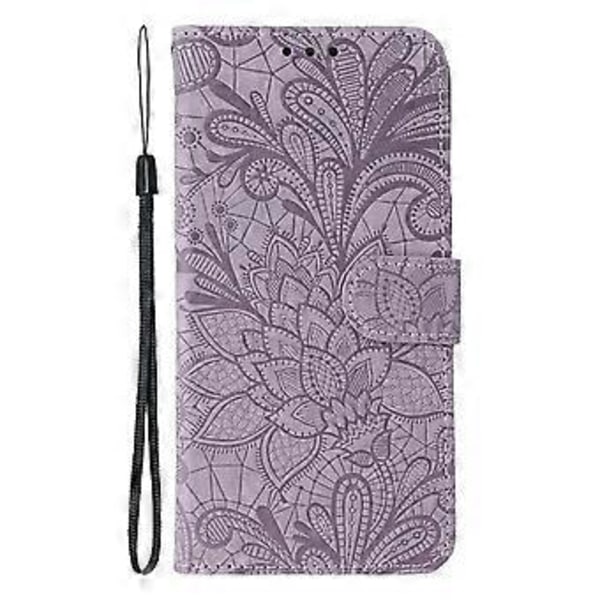 För Motorola Edge 50 Ultra 5G Fodral Spetsblommor PU Läder Flip Plånbok Telefonfodral Purple