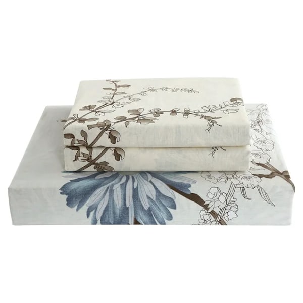 Sengesæt i 200 * 230 cm med blomsterprint i tre dele i ren bomuld