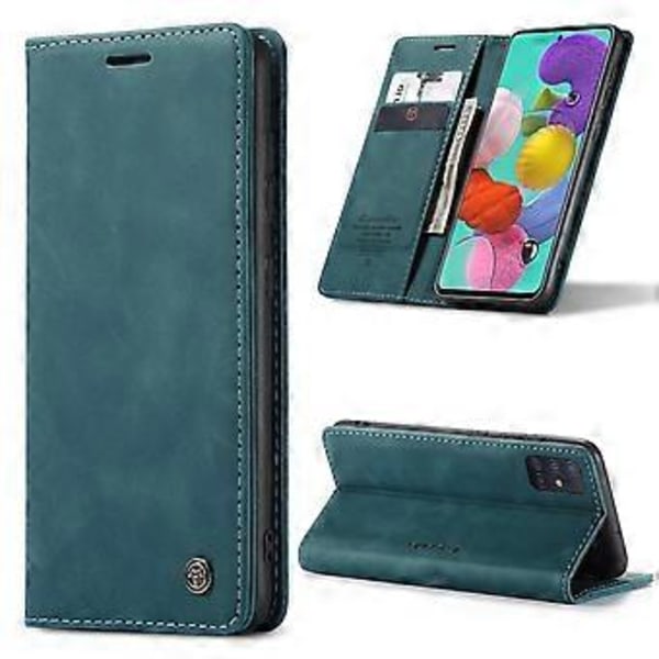 Multifunktionellt horisontellt flip-läderfodral för Galaxy A51 Blue
