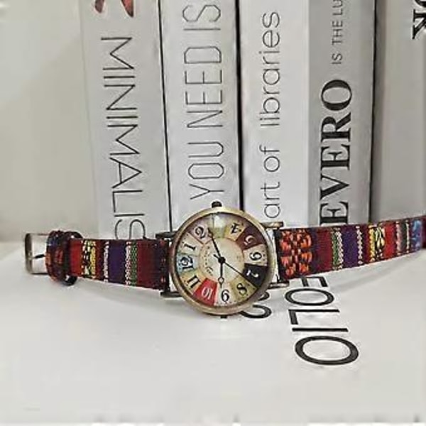 Dam Boho Hippie Klocka Flerfärgad Regnbåge Vävd Rem Armbandsur Accessoarer Gåvor Purple