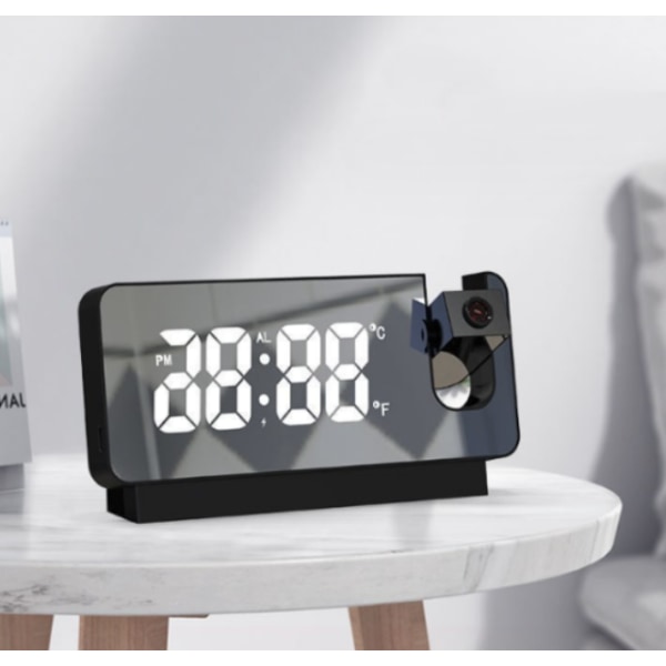 Svart projektionsväckarklocka, väckarklocka+tidsvisning, snooze, 1