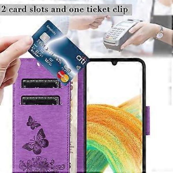 Fodral för Samsung Galaxy A05s 4G, Folio PU Läder Fjärilar Blomma Mobilskal Style A