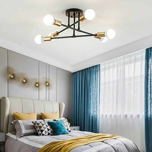 Modern Taklampa, Retrolampa 6 Ljus, E27 Industriell Hänglampa