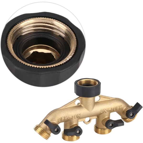 Kraftig messing hagekran splitter, 3/4\" 3/4\" slangekobling adapter