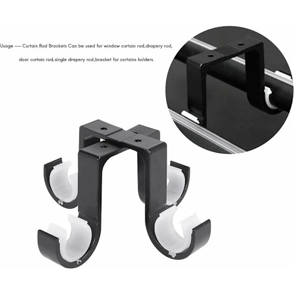 2-pack Gardinstångshållare Fästen Aluminiumlegering Fäste Svart