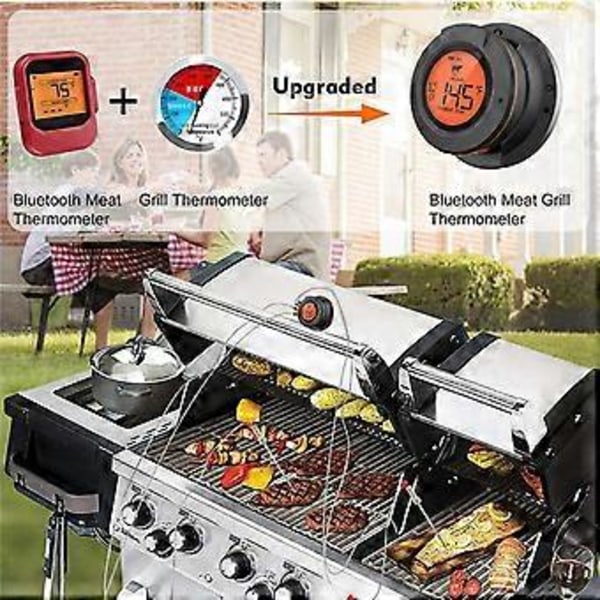 Bluetooth langaton grilli BBQ lämpömittari grillaamiseen 4 anturilla, ajastimella, hälytyksellä, 50 m grillaus keittiön ruoka lihalämpömittari savustimelle, uunille