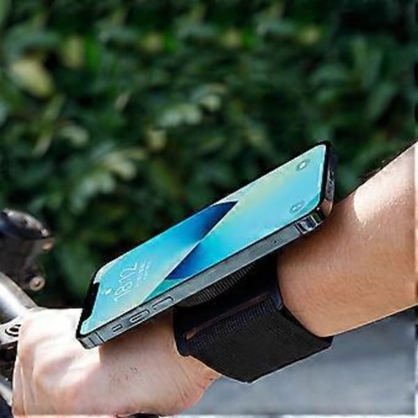 Handledsrem 360 Graders Roterbar Armbandsställ Magnetisk Telefonhållare för Telefon 16 15 Armband Telefonhållare med Spegel Svart Black