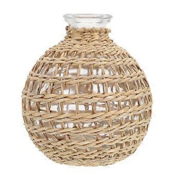 1 kpl käsin kudottu lasinen aromipullo luonnollinen kotimaljakko koriste vaaleanruskea (10.00X8.80X8.80CM)