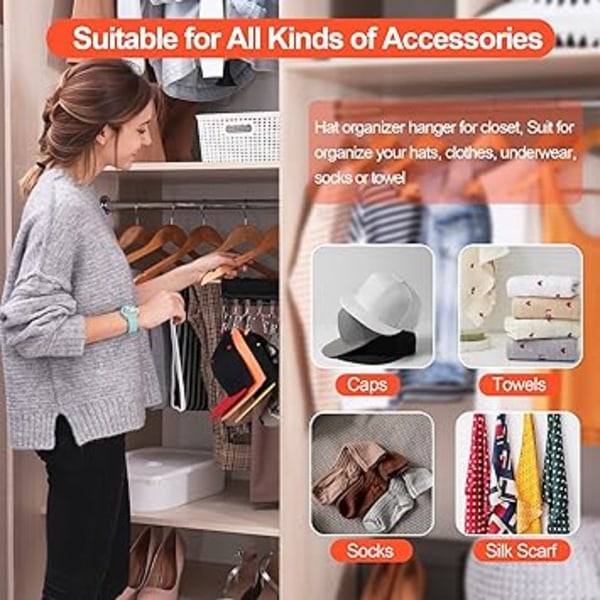 (2 stk. Svart) Hattehylle for Baseball Caps Hat Organizer Holder for H