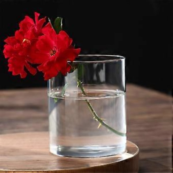 Klar Glasvas Blomvas Minimalistisk Glasvas Cylinderformad Blomvas för Bröllop Vardagsrum Dekorativ Gåva 8.5x10cm