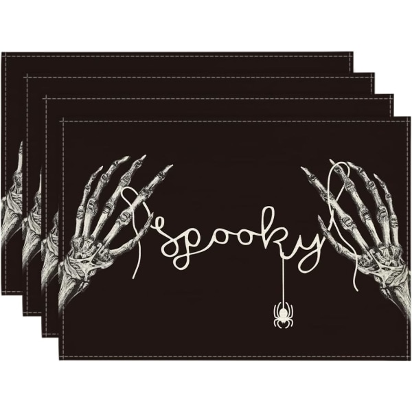 Set med 4 skelettförsedda hand H-formade bordsset för Halloween, 30