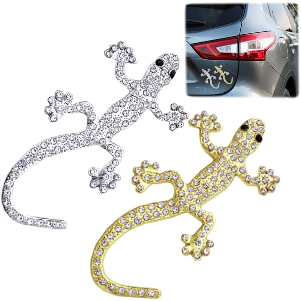 Bilstikker 2 stk Metall 3D Stereo Gecko Stikker Selvklebende M