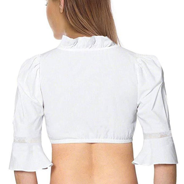 Dame Oktoberfest Elegant Dirndl Bluse Sort Dirndl Bluse Blonde Bluse.M.Mat Hvid Matte White M