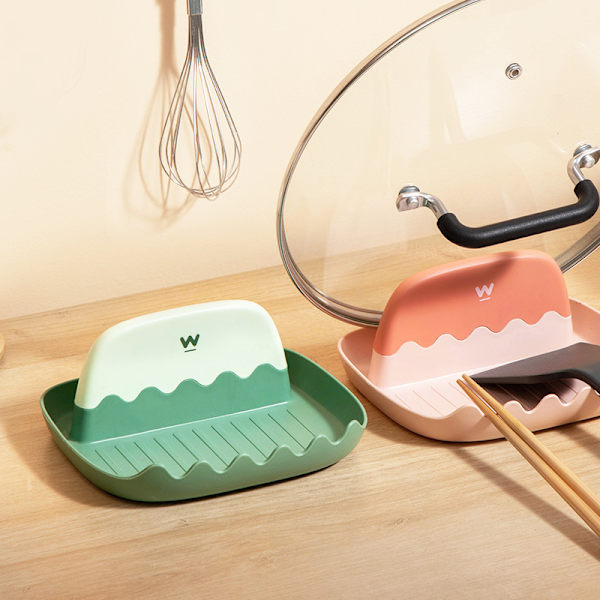Set med 2 orange multifunktionella köksskedhållare, plast spa
