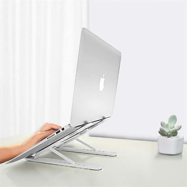 Laptopställ, hopfällbart skrivbordsställ för laptop, bärbar justerbar laptopställ, present till honom, vit