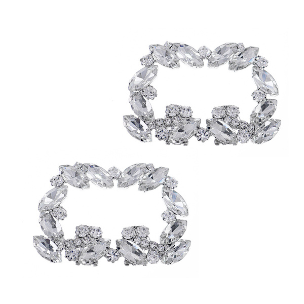 Silver fyrkantig skoklämma 6 * 4CM (ett par), skosmyckesdekorat
