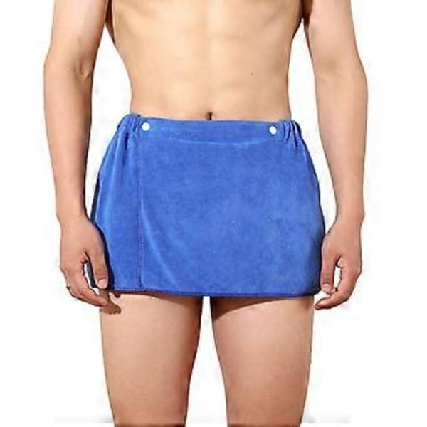 Strandhandduk i korallfleece för män, snabbtorkande absorberande badhandduk för utomhusbruk, lindad simning, fitness, badrock, blå Blue