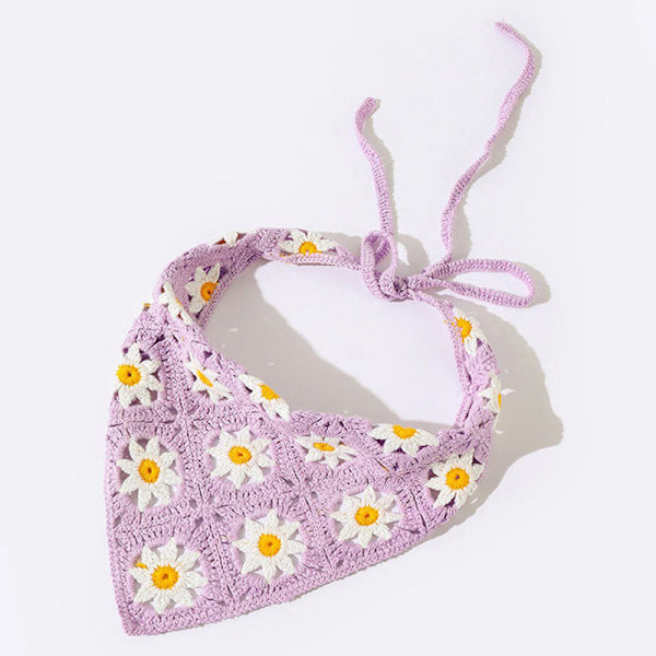 2 st kvinnors blommiga virkade hårband (lila och grönt)