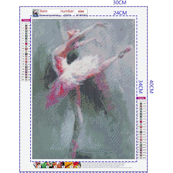 30x40cm 5D timanttimaalaus numeroiden mukaan aikuisille balettitanssija