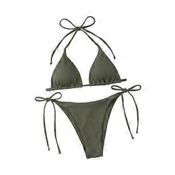 Bikini Set Dam Baddräkt för Klubbar Vattenaktiviteter Semester Spa (Grön L) Green L