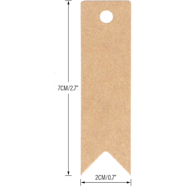 7 x 2 cm Kraftpapir Gavemærker, 100 stk. og 20 m Jute Reb til